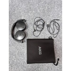 AKG Y50BT Headphones Wireless Bluetooth On-Ear Black Foldable with Pouch Cables